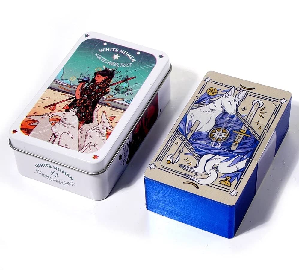 Amazon.co.jp: Atesswy ホワイト 数字タロットデッキ 缶入り